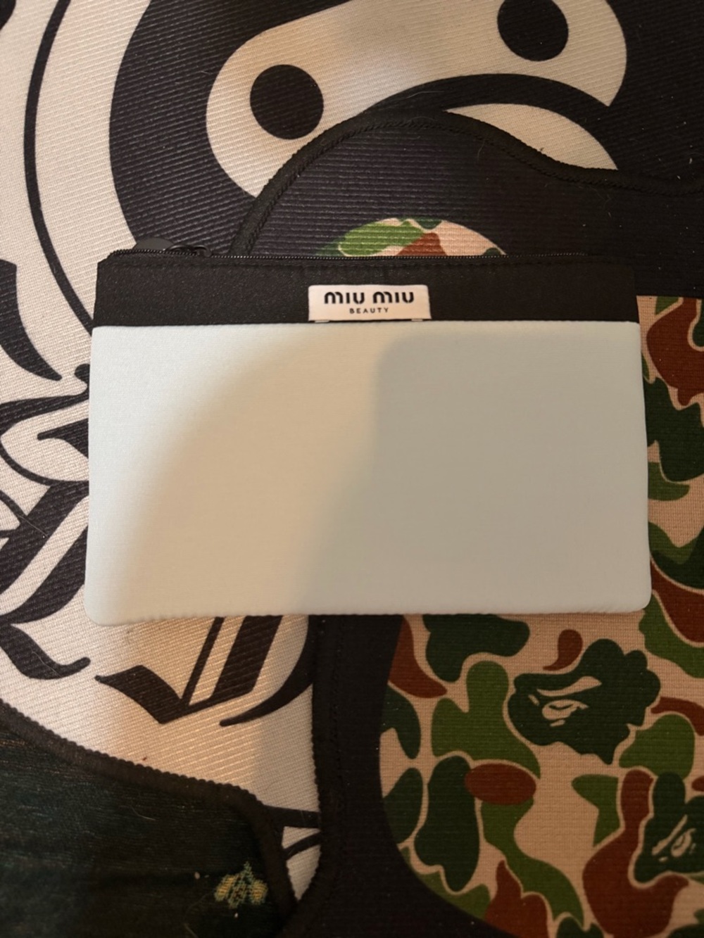 Miu Miu Light Blue Card Sleeve with Black Trim